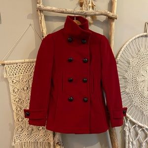 Aritzia Babaton Red Pea Coat